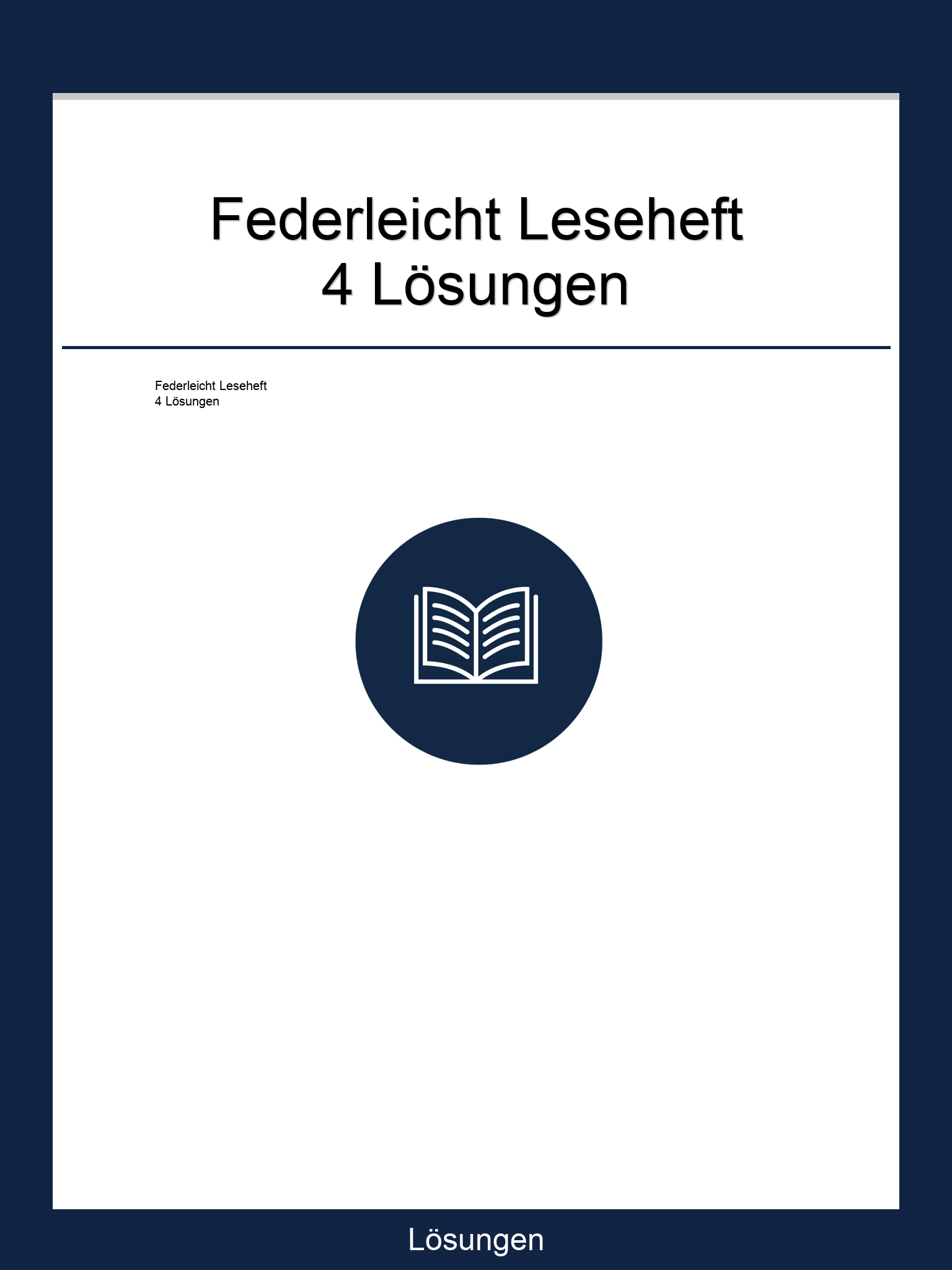 Federleicht Leseheft 4 Lösungen PDF