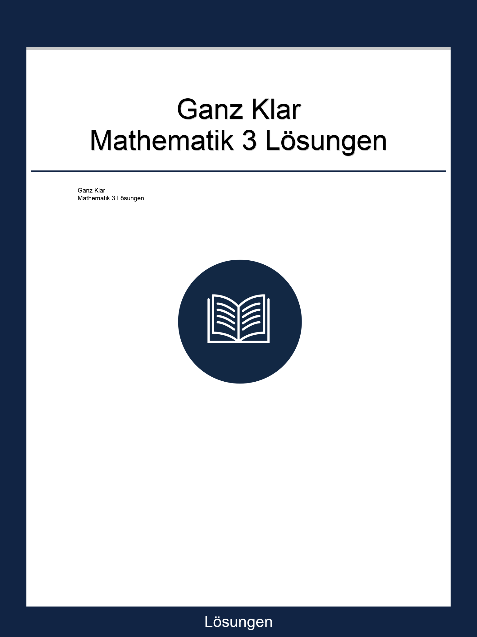 Ganz Klar Mathematik 3 Lösungen PDF