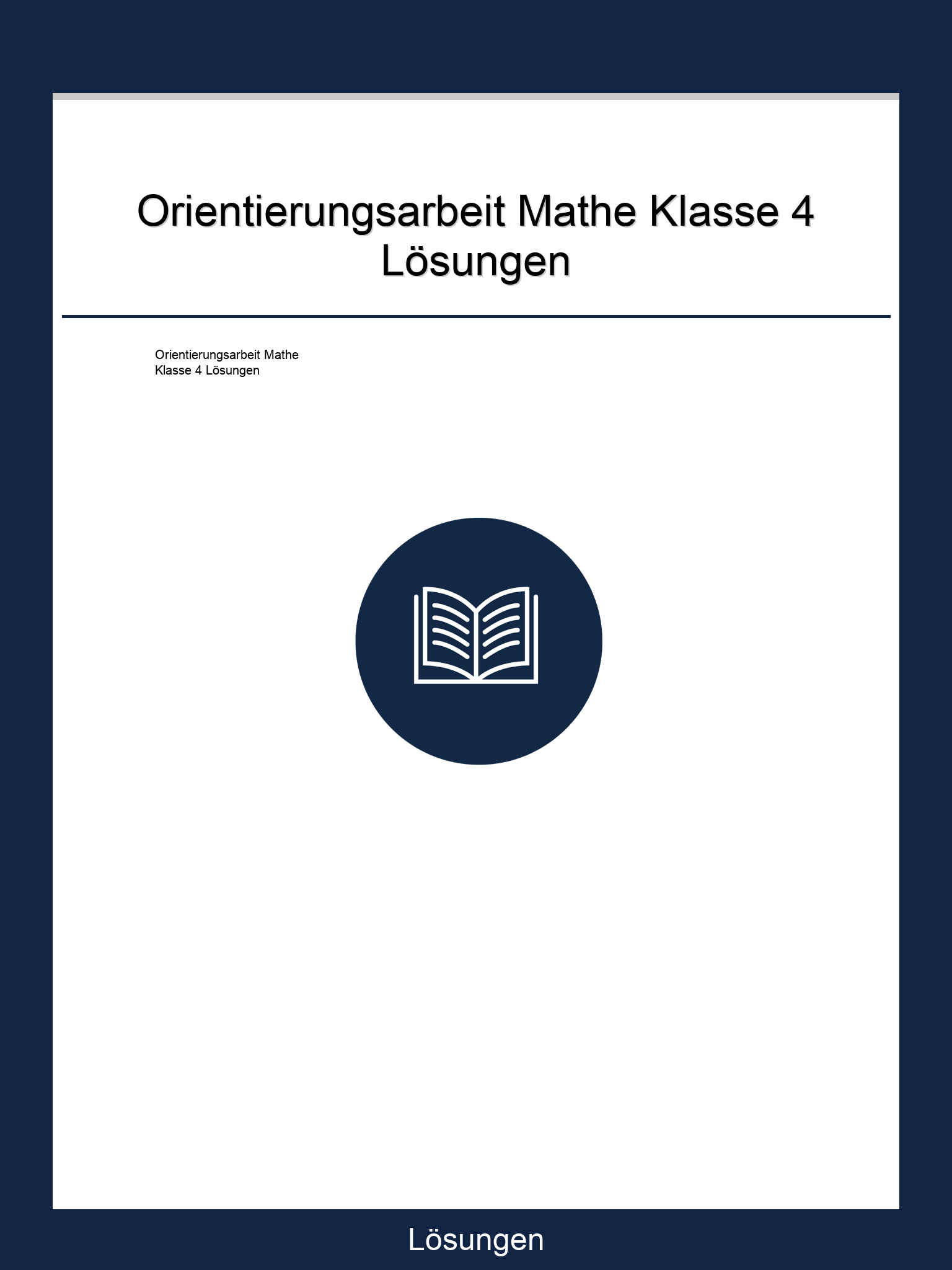 Orientierungsarbeit Mathe Klasse 4 Lösungen