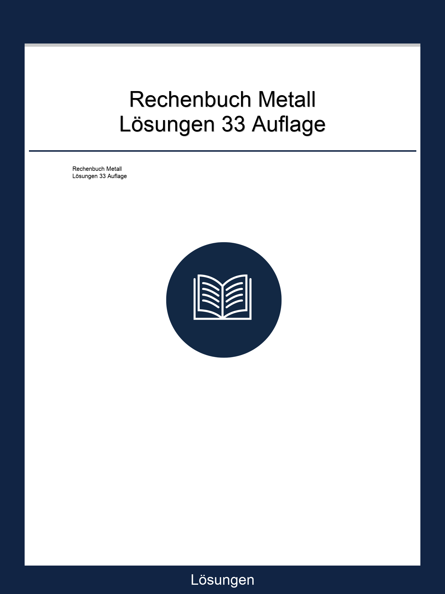 Rechenbuch Metall Lösungen 33 Auflage PDF