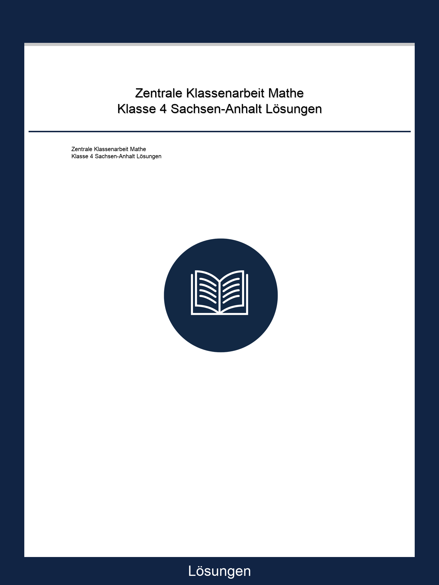 Zentrale Klassenarbeit Mathe Klasse 4 Sachsen-Anhalt Lösungen